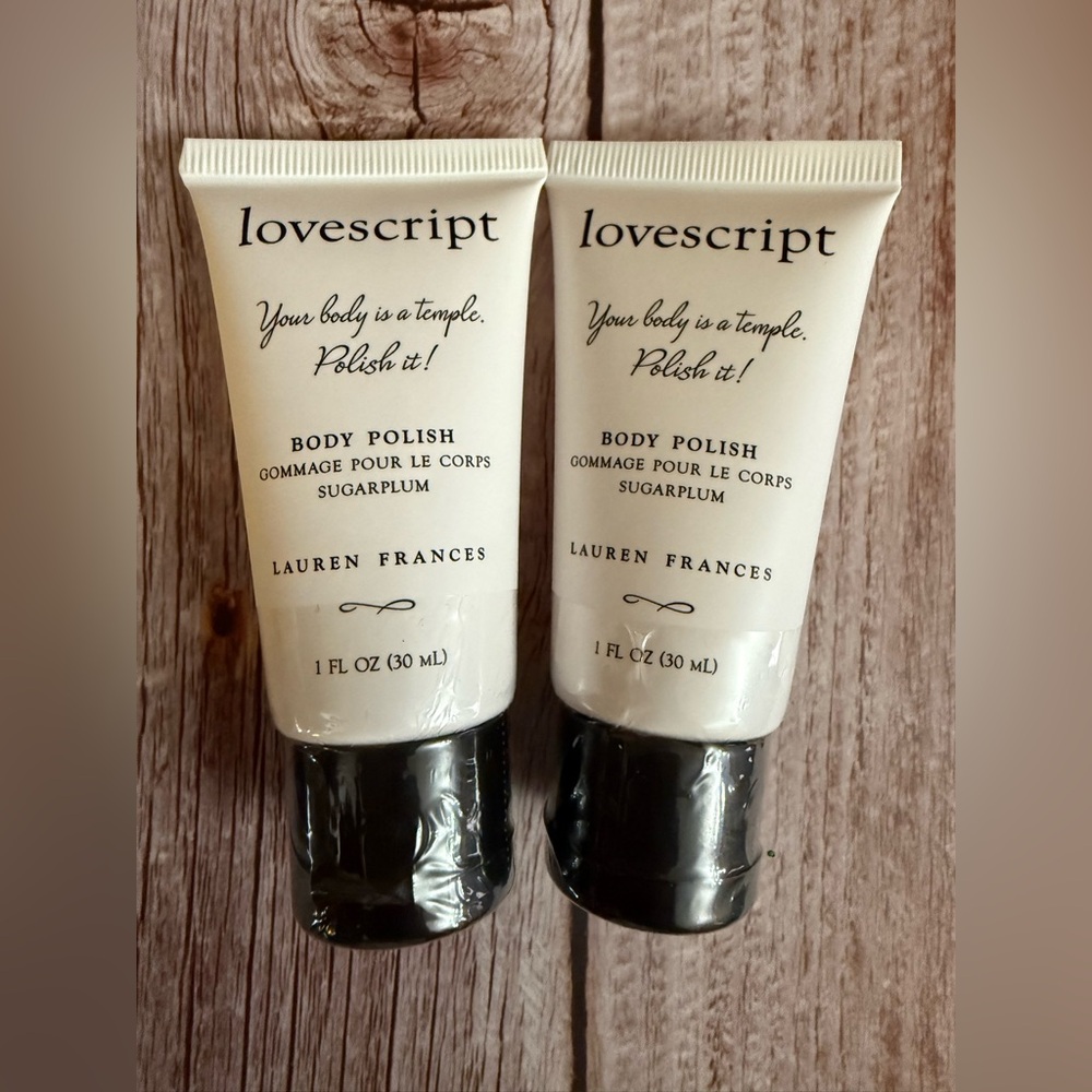 Lovescript Lauren Frances Body Polish Lotion Sugarplum 1oz 30ml Travel - 2 PACK